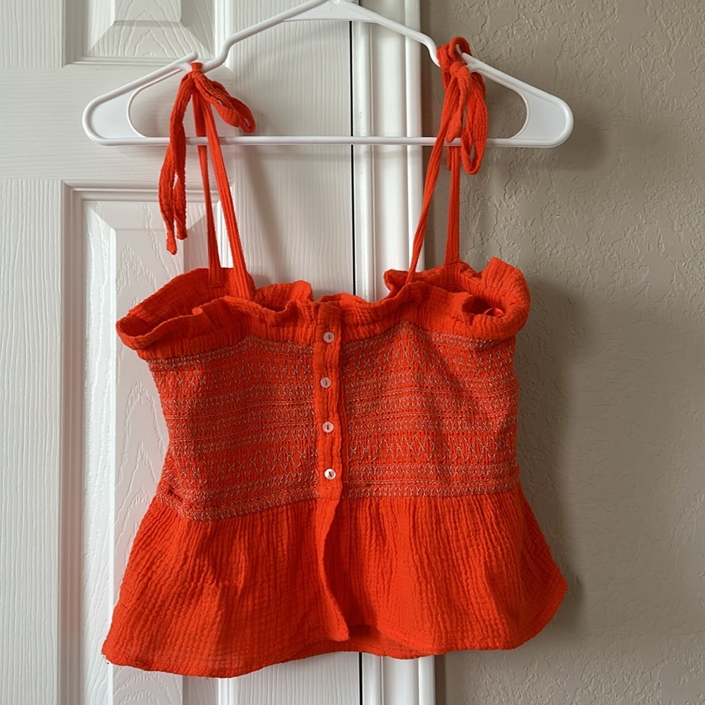 Free People Smocked Crop Peplum Top - Picture 2 of 4